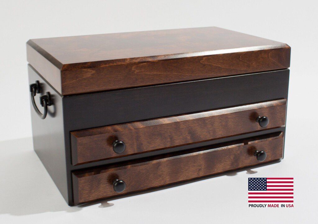 American Chest Co. JFB2 Exotic, Flaming Amish Birch, 2-Drawer Jewelry Chests