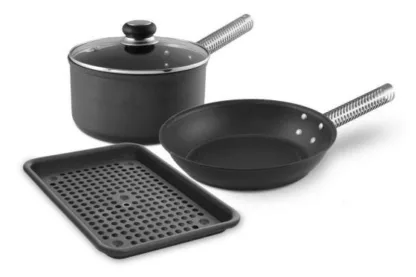 LloydPans Kitchenware 4-Pc Fry Skillet, Sauce Pan & Oven Roaster SET-EARTH