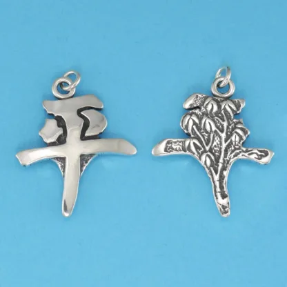 Microsculptures 1007 Ping Kanji Silver Pendant
