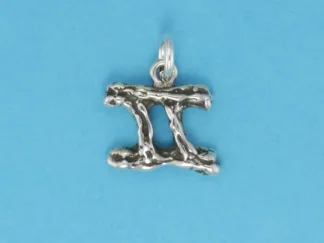 Microsculptures 0114 Textured Gemini Silver Charm