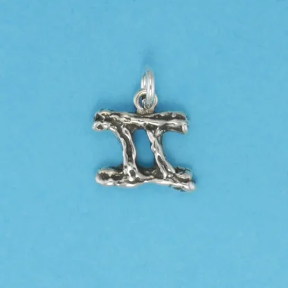 Microsculptures 0114 Textured Gemini Silver Charm