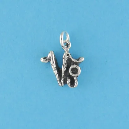 Microsculptures 0121 Textured Capricorn Silver Charm