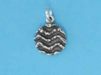 Microsculptures 0122 Textured Aquarius Silver Charm