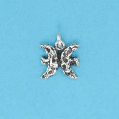 Microsculptures 0123 Textured Pisces Silver Charm
