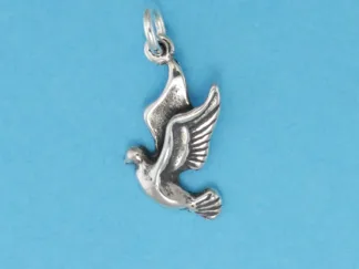 Microsculptures 0126 Landing Dove Silver Charm