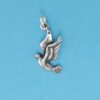 Microsculptures 0126 Landing Dove Silver Charm