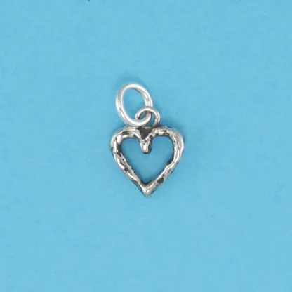 Microsculptures 0141 Textured Heart Silver Charm