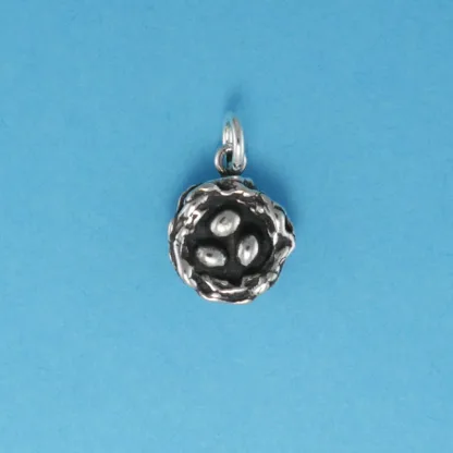 Microsculptures 0142 Nest with Eggs Silver Charm