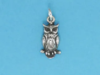 Microsculptures 0145 Great Horned Owl Silver Charm