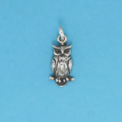 Microsculptures 0145 Great Horned Owl Silver Charm