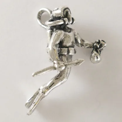 Microsculptures 1516 Scuba Diver Silver Pendant