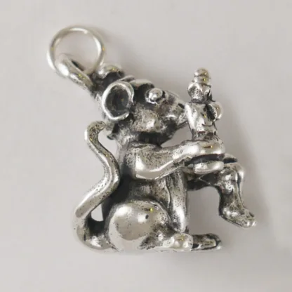 Microsculptures 1523 Christmas Mouse Silver Charm