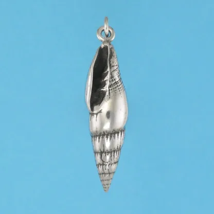 Microsculptures 0209 Long Olive Shell Silver Pendant