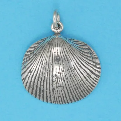 Microsculptures 0223 Clam Shell Silver Charm-Large