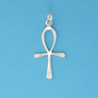 Microsculptures 0037 Hammer Faced Ankh Silver Charm
