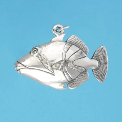 Microsculptures 0376 Trigger Fish Silver Pendant