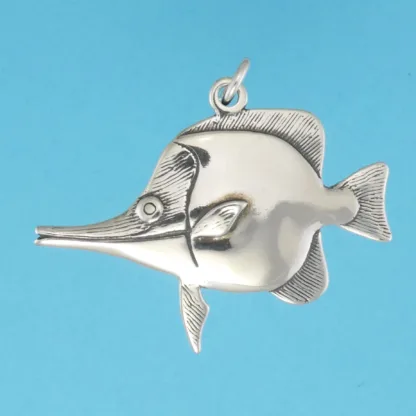 Microsculptures 0377 Longnose Butterflyfish Silver Pendant