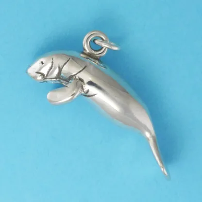 Microsculptures 0378 Manatee Silver Charm-Large