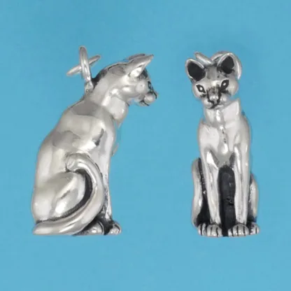 Microsculptures 0393 Cat Silver Pendant