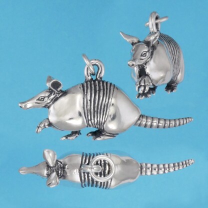 Microsculptures 0424 Armadillo Silver Pendant