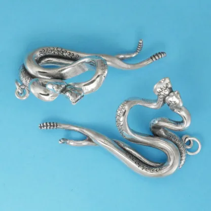 Microsculptures 0427 Rattlesnakes Silver Pendant
