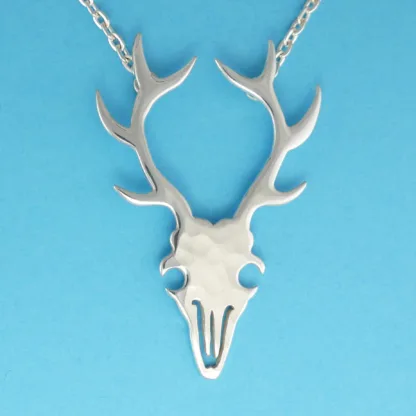 Microsculptures 0459 Deer Skull Silver Necklace
