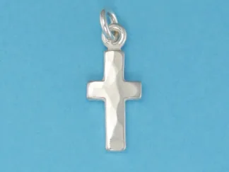 Microsculptures 0050 Hammer Faced Cross Silver Charm