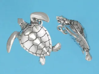 Microsculptures 0500 Green Sea Turtle Silver Pendant