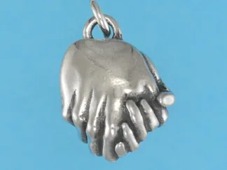Microsculptures 0055 Clasped Hands Silver Charm