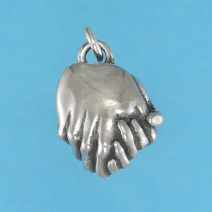 Microsculptures 0055 Clasped Hands Silver Charm