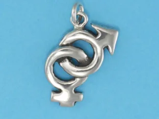 Microsculptures 0057 Linked Male Female Symbols Silver Charm