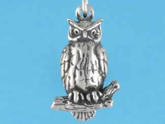 Microsculptures 0059 Great Horned Owl Silver Pendant