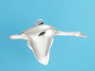 Microsculptures 0060 Goose In Flight Silver Pendant