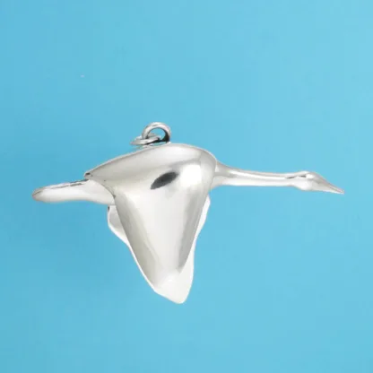 Microsculptures 0060 Goose In Flight Silver Pendant