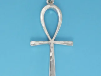 Microsculptures 0061 Hammer Faced Ankh Silver Pendant