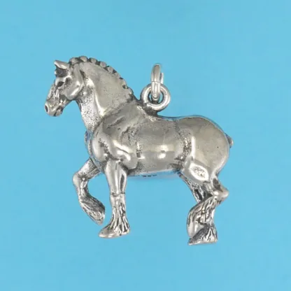 Microsculptures 0619 Draft Horse Silver Charm