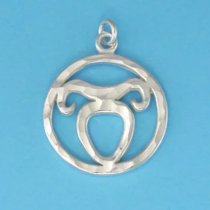 Microsculptures 0066 Taurus Sign Silver Pendant