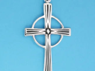 Microsculptures 0675 Lined Celtic Cross Silver Pendant