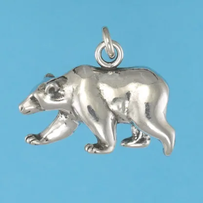 Microsculptures 0679 Grizzly Bear Silver Pendant