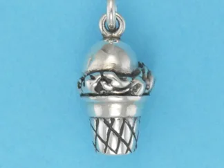 Microsculptures 0699 Ice Cream Cone Silver Charm
