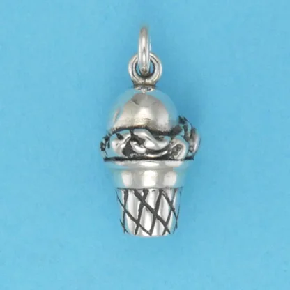 Microsculptures 0699 Ice Cream Cone Silver Charm