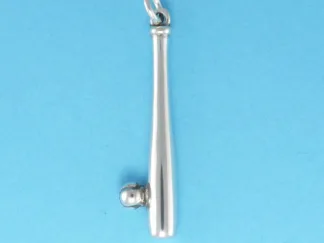 Microsculptures 0702 Baseball Bat & Ball Silver Charm