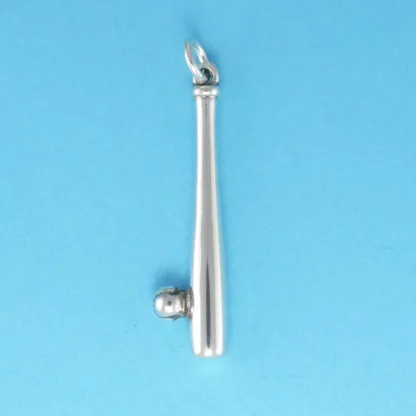 Microsculptures 0702 Baseball Bat & Ball Silver Charm
