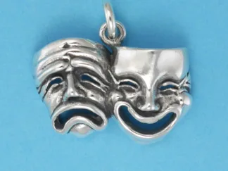 Microsculptures 0703 Comic & Tragic Mask Silver Charm