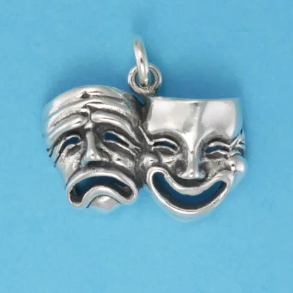 Microsculptures 0703 Comic & Tragic Mask Silver Charm