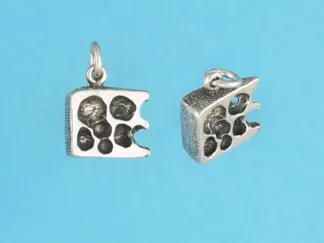 Microsculptures 0712 Swiss Cheese Wedge Silver Charm