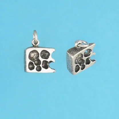 Microsculptures 0712 Swiss Cheese Wedge Silver Charm