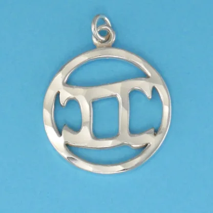 Microsculptures 0073 Gemini Sign Silver Pendant