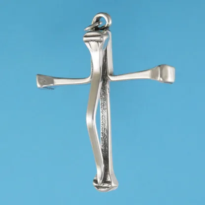 Microsculptures 0760 Horseshoe Nail Cross Silver Pendant-Large