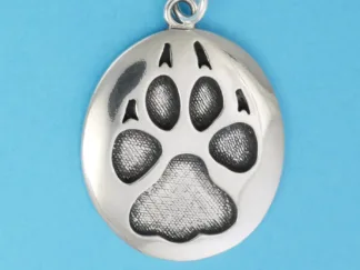 Microsculptures 0768 Dog Paw Print Silver Pendant